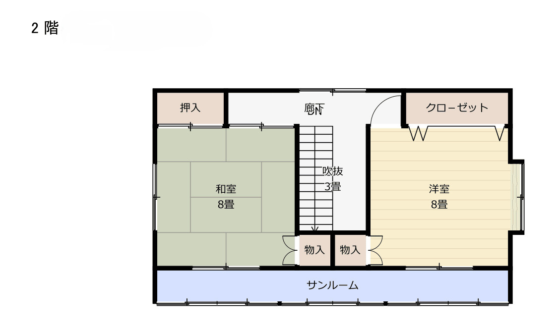 川西町上小松　二階建て中古住宅の間取り