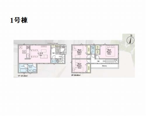 【間取り】 | 【仲介手数料０円】相模原市緑区谷ヶ原第3　新築一戸建て　全3棟 | 1号棟　相模原市緑区谷ヶ原第3　新築一戸建て　全3棟