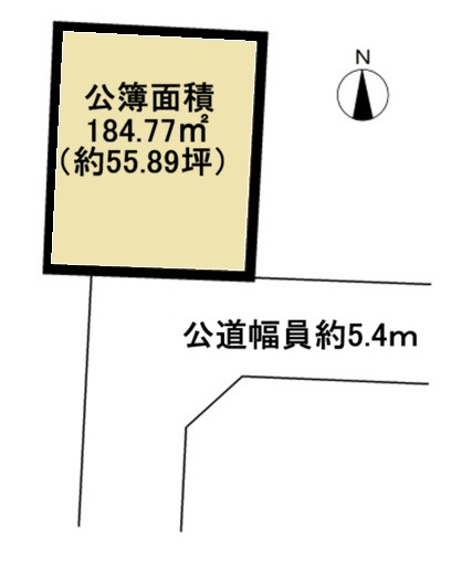 春野町平和　土地の土地図|土地面積約５５坪。南面道路で日当りの良い土地です。