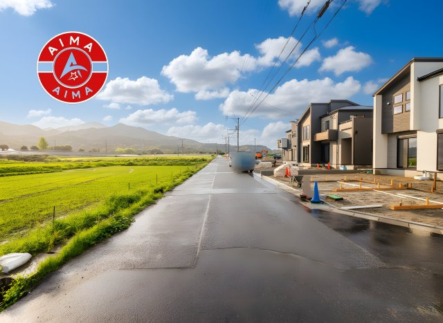 福岡市西区今宿上ノ原第1-7棟（4号棟）の前面道路含む現地写真|前面道路は閑静な住宅地をはしる車通りの少ない道路。お車の出し入れが苦手なママや小さなお子様にも安心ですね。しっかり舗装もされているので、ベビーカーや自転車で通っても快適に通行できます。前面道路です。