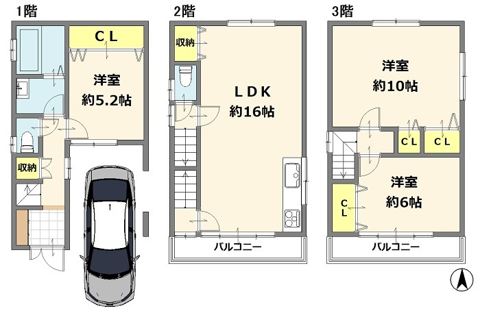 東大阪市吉田下島　中古戸建の間取り