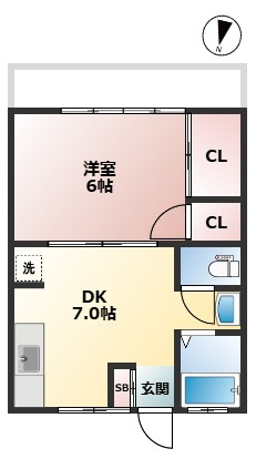 ハイム清芳　宅配BOX　陽当たり良好　バストイレ別の間取り