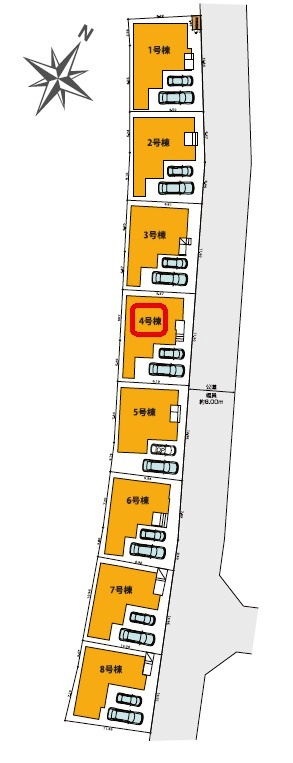 所沢市上安松・全8棟　新築一戸建　4号棟　の区画図|【全8棟・4号棟】整形地・土地面積110.03平米（約33.28坪）