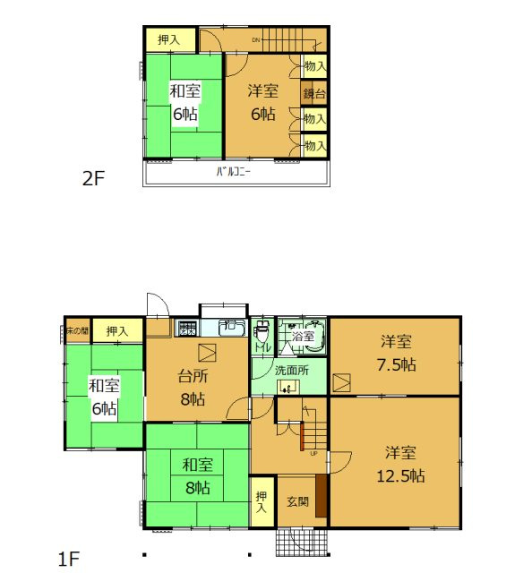 みどり市笠懸町阿左美　中古住宅の間取り|6DK　建物約36坪　