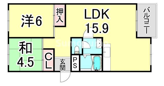 芦屋浜高層（若葉） 1号棟の間取り
