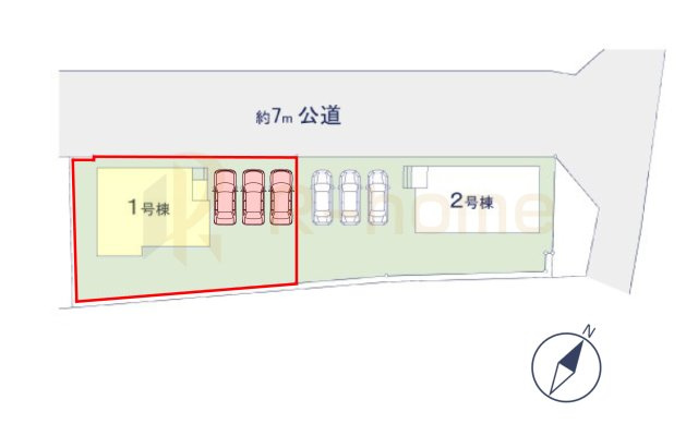 ひたちなか市高場6期　新築戸建て　1号棟の区画図|大きなお買い物だからこそ、メリット・デメリットを伝えさせて頂きます。
R-homeにお任せください♪