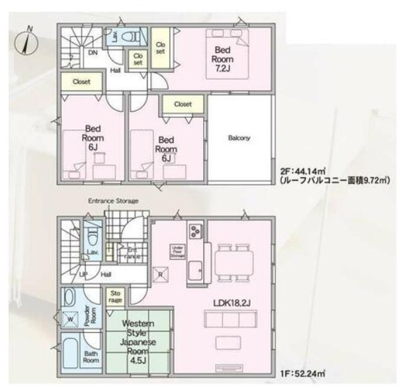 八女市蒲原新築建売の間取り