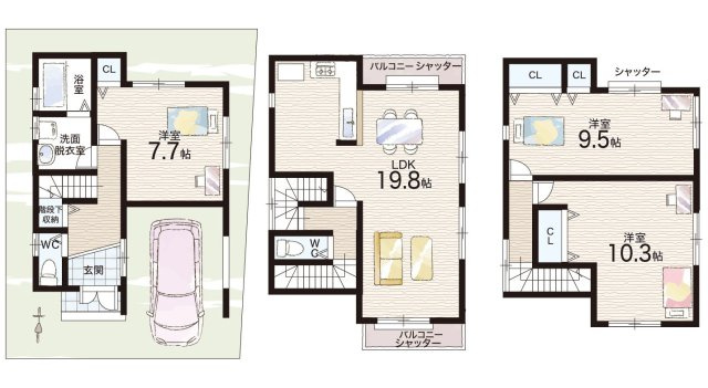 京都市伏見区久我御旅町　第31期　新築未入居の間取り|１６号地