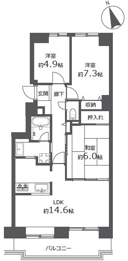 【間取り】 | 東急ドエル・アルス白石 | 3LDK・トランクルーム有り・オートロック付き