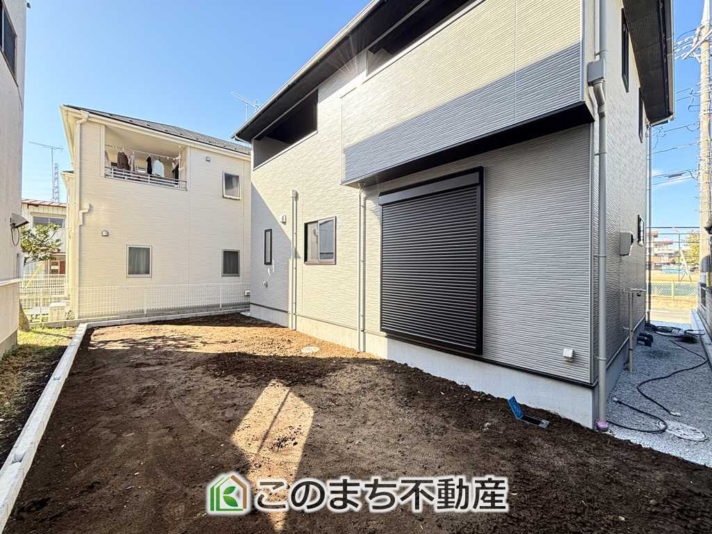 リガーレ小山市城東10期の庭|大きなお庭でご家族や友人を招いてＢＢＱもできますね！お子様の水遊びにもぴったりです☆