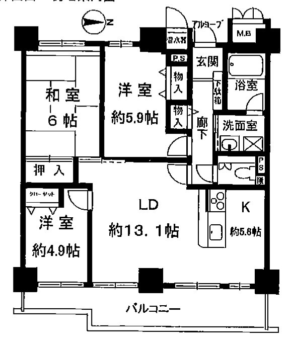 ラピタス31西宮の間取り|３LDKです