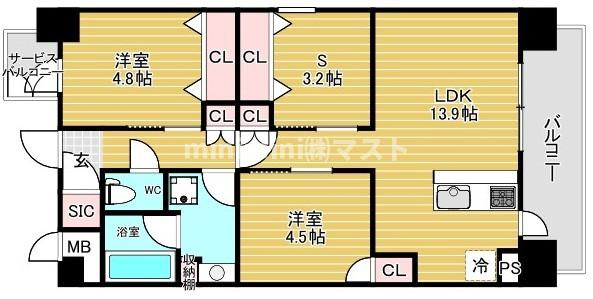 スプランディッド難波Ⅶ（セブン）の間取り