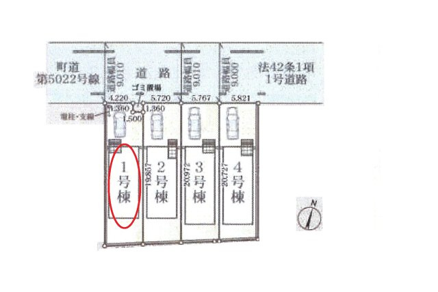仲介手数料無料　伊奈町中央３丁目103　新築戸建　全４棟の区画図