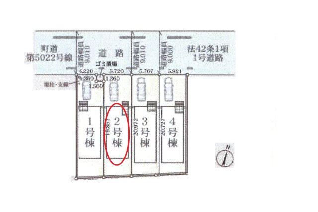 仲介手数料無料　伊奈町中央３丁目103　新築戸建　全４棟の区画図
