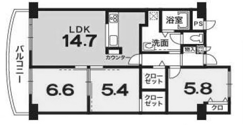 【間取り】 | ファミール伏見 | 専有面積70.86㎡