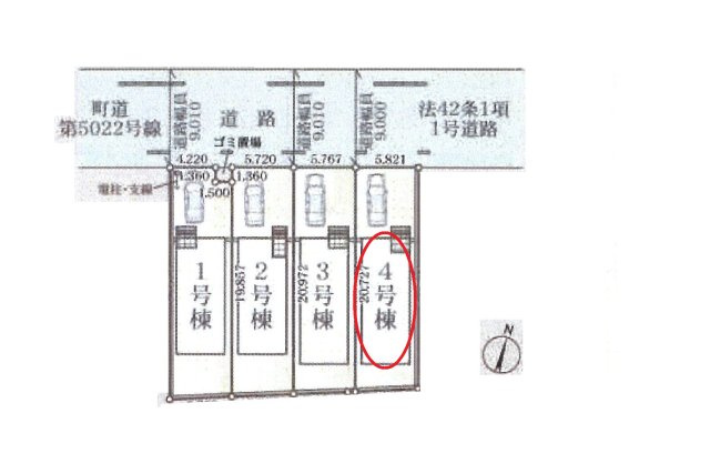 仲介手数料無料　伊奈町中央３丁目103　新築戸建　全４棟の区画図