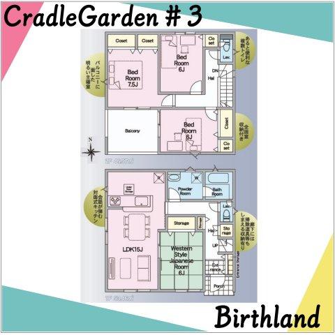 新築戸建・新築建売　福島市瀬上町第20　瀬上小・北信中の区画図|駐車スペース3台可能です！（車種による）南向きで陽当たり良好！
