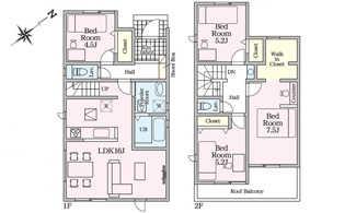 【間取り】 | 佐伯区屋代2（山陽女学園駅）　全２区画　NO2 | 16帖リビング☆2階3部屋☆ファミリータイプ4LDK☆クロゼット☆ウォークインクローゼット☆