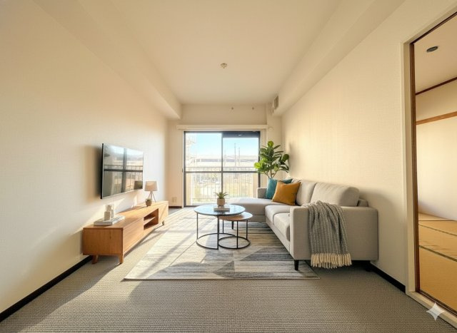 朝日プラザ東戸塚Ⅲの居間・リビング|◆一家だんらんのスペースとなるＬＤＫ。窓から明るい光が差し込み、思わず家族の会話も弾む快適な空間。(家具はイメージです)