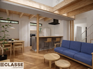 【完成予想図】 | 宇治市五ヶ庄二番割　2区画B号地　売土地　建築条件付き | アトリエ仕様では、高性能断熱材（吹付断熱）を採用しておりますので、ZEH水準に適合しています。気密性・断熱性に優れているため、冬はあたたかく、夏は涼しい快適な住環境を実現できます。