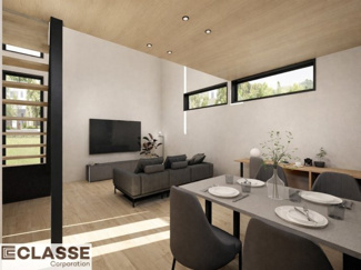 【完成予想図】 | 宇治市五ヶ庄二番割　2区画A号地　売土地　建築条件付き | アトリエ仕様では、高性能断熱材（吹付断熱）を採用しておりますので、ZEH水準に適合しています。気密性・断熱性に優れているため、冬はあたたかく、夏は涼しい快適な住環境を実現できます。