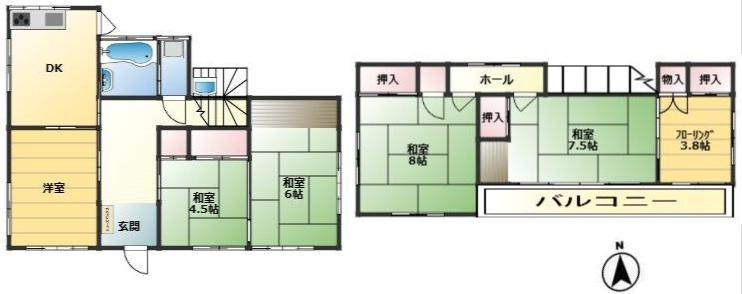 熊谷市柿沼　中古一戸建ての間取り