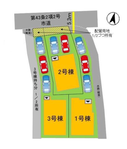 福岡市早良区干隈5丁目第1-3棟（2号棟）の区画図|配置図(2号棟)