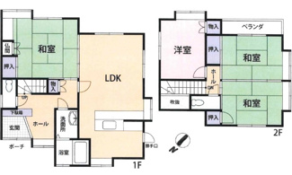 【間取り】 | 廿日市市宮園上3【リフォーム済・中古住宅】 | 16.5帖リビング☆２階３部屋☆ファミリータイプ4LDK☆