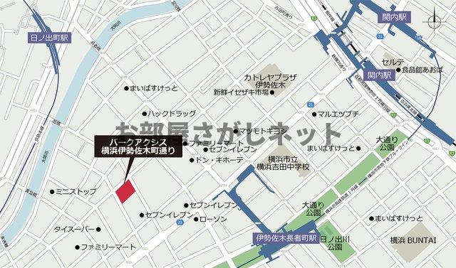 パークアクシス横浜伊勢佐木町通り【おとり物件なし】#学生・社会人にオススメ！初期費用分割払いOK！の地図