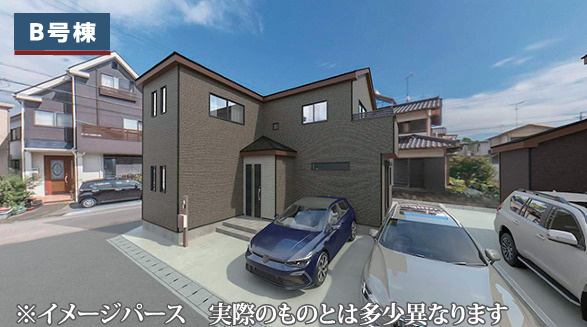 静岡市駿河区向敷地１4期（全6棟）B号棟　新築戸建の外観パース|外観パース
