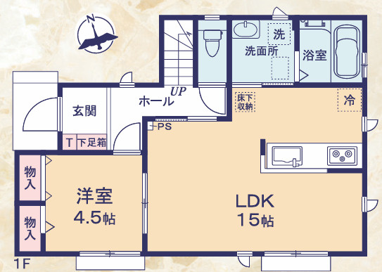 静岡市駿河区向敷地１4期（全6棟）F号棟　新築戸建の間取り|1階間取り