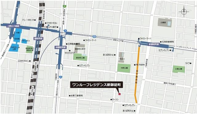 ワンルーフレジデンス新御徒町の地図