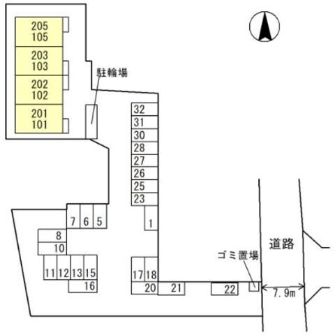 シャルムフルーレ2の駐車場