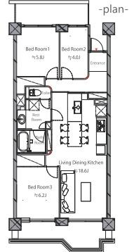【間取り】 | パークシティ溝の口A棟 | 販売価格　7,480万円　間取り3LDK（ご見学可能ですのでお気軽にお問合せ下さい）