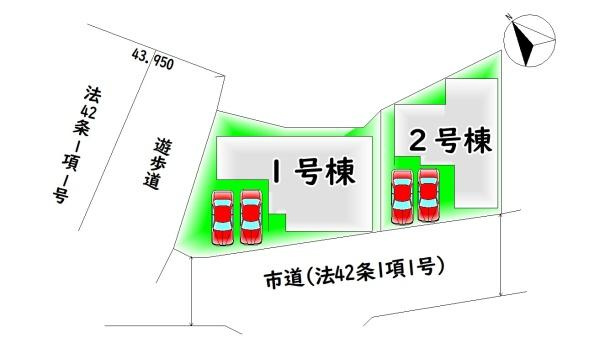 【区画図】 | 全2棟・カースペース2台分♪