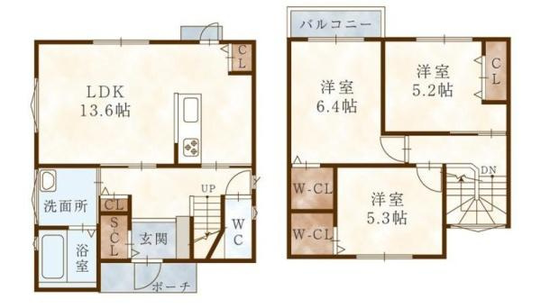 和歌山市西庄7-7-1～6A　新築戸建の間取り