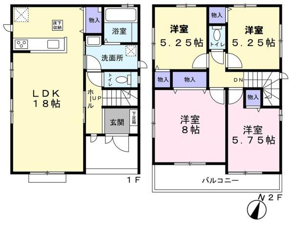 【間取り】 | 草加市北谷３丁目戸建 | 広々4LDK♪ご家族が多い方でも安心の広さです♪