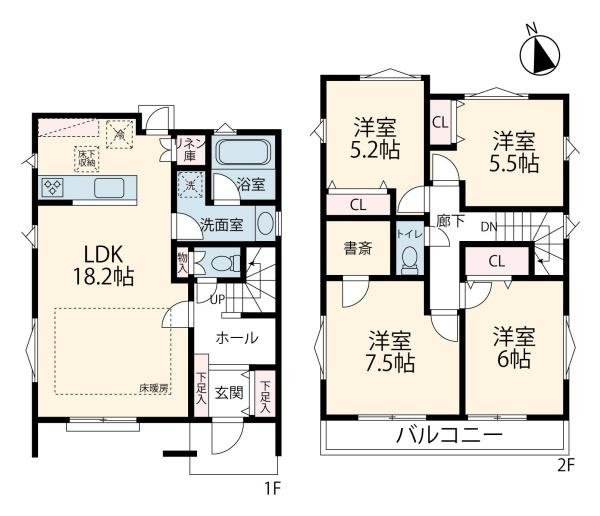 横浜市栄区鍛冶ケ谷１丁目の新築一戸建の間取り