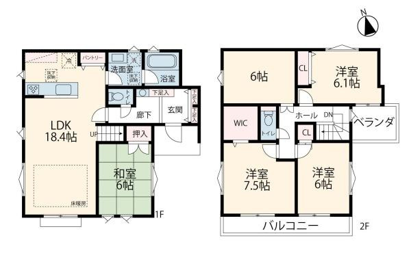 横浜市栄区鍛冶ケ谷１丁目の中古一戸建の間取り