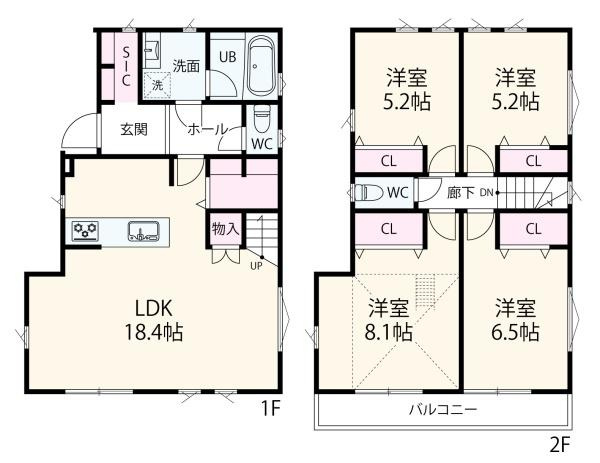 横浜市港南区日限山４丁目の新築一戸建の間取り