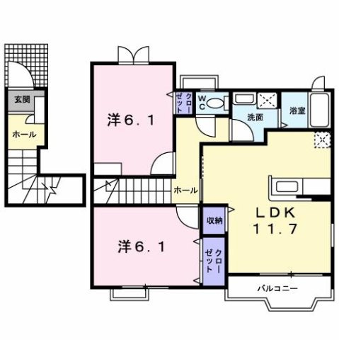 【間取り】 | ヴィラ・クリオネＢ