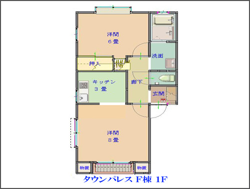 タウンパレスＦ棟の区画図