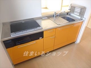 広島市安佐北区三入１丁目のアパートのキッチン|ＩＨ３口コンロ付きシステムキッチン