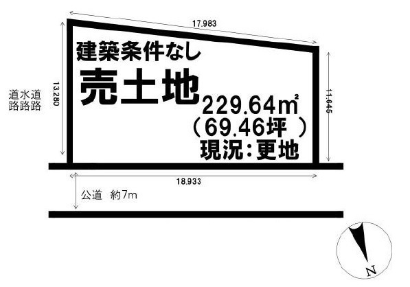 川越市渋井　建築条件なし売地　「上福岡駅」徒歩38分　敷地69坪　【南古谷小学区】の土地図|AB、2区画