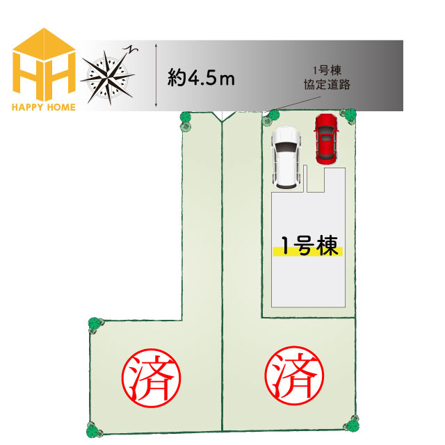テラシエ浜甲子園1丁目新築一戸建て│4LDK+駐車２台可の区画図|阪神「甲子園」駅徒歩19分の立地に全3区画新築戸建が誕生いたします。