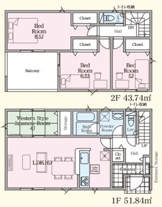 【新築戸建】　いわき小名浜大原第9の間取り|間取り図です。ご参照ください。
