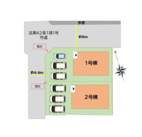 太宰府市五条6丁目第3-2棟（2号棟）の区画図|配置図（2号棟）