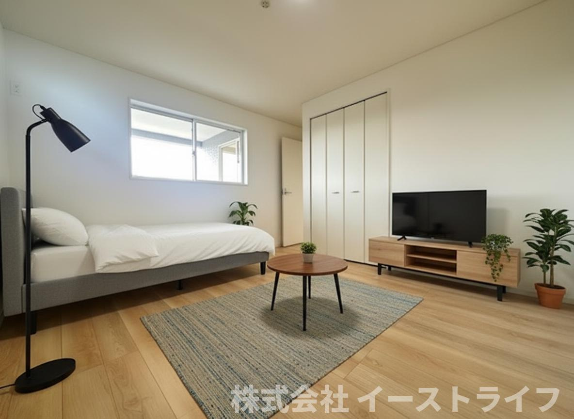 【新築戸建】　いわき市内郷内町第7　全1棟の寝室|同社施工の寝室に家具を配置したイメージ画像です
※本画像はCGで作成しており、実際に現地に 家具は置かれておりません。また、価格に 家具は含まれておりません。