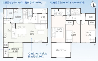 【間取り】 | 本巣市下真桑新築建売全3棟！長期優良住宅！耐震等級3・住宅性能評価書取得！お車並列3台可能！ | 本巣市下真桑新築建売全3棟！長期優良住宅！耐震等級3・住宅性能評価書取得！お車並列3台可能！