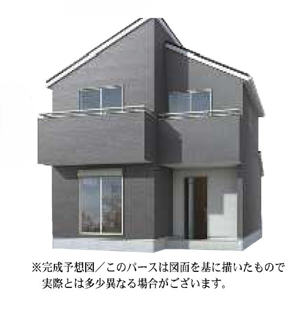 越谷市大沢　新築戸建て　2号棟の外観パース